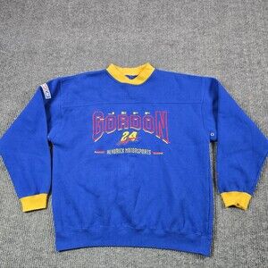 Vintage 90s Jeff Gordon Sweatshirt Mens XL Blue Pullover Crewneck Fleece Racing